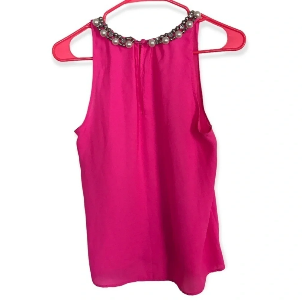 Lulumari x Anthropologie neon pink tank with pearl neckline - Picture 2 of 8